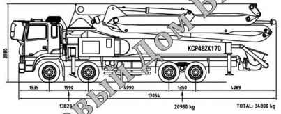 Автобетононасос KCP48ZX170 на базе грузовика Daewoo, 2014 года